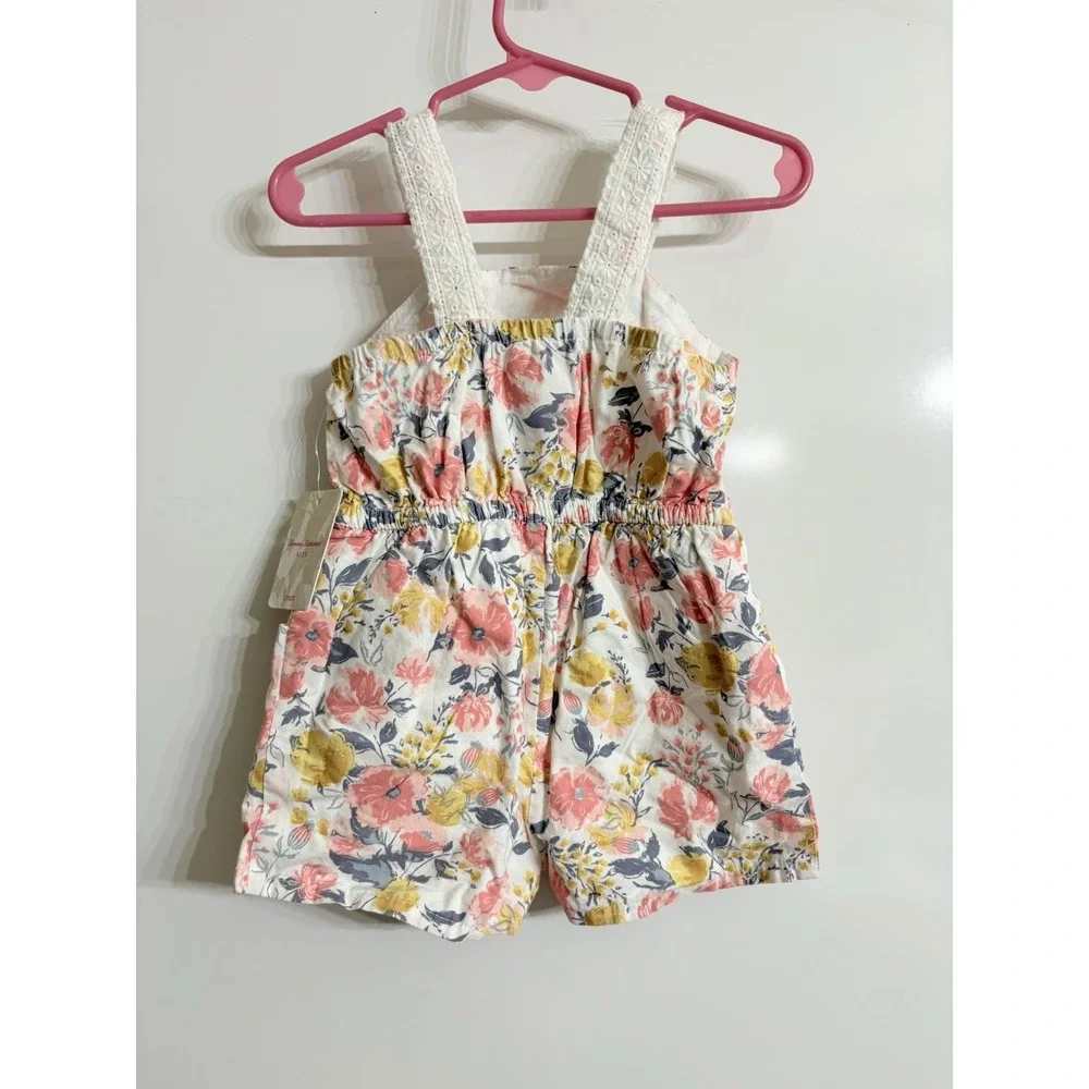 Tommy Bahama Toddler‎ Girl Pink Yellow White Floral Romper NWT! 12m
